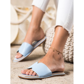 SHELOVET Elegáns Eco bőr papucs kék 1