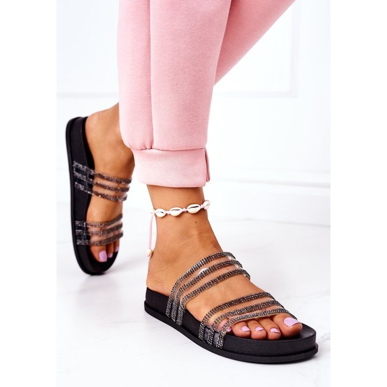 PS1 Miss You fekete gumi papucs köbcirkóniával 2