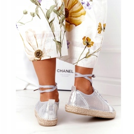 S.Barski Fűzött áttört espadrilles S. Barski L17704 ezüst 2
