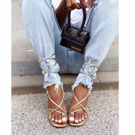 PS1 Kötött szandál egy magas sarkú, négyszögletes orrú arany kifutópályával aranysárga 3