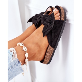 PS1 Kordbársony papucs fekete nyári parafán 1