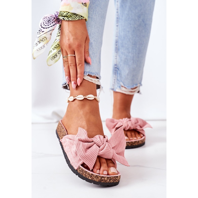 PS1 Kordbársony rózsaszín papucs a parafa nyáron 2