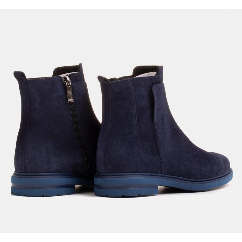 Marco Shoes Könnyű, természetes bőrből készült, lapos aljú szigetelésű csizma sötétkék 2