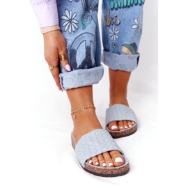 MSMG Kék Catalina bőrpapucs parafa talpon 3