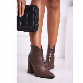 FG1 Női bokacsizma sarok cipzárral az elején Khaki Save Me barna 2