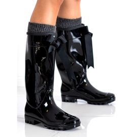 SHELOVET Magas galoszok íjjal fekete 2