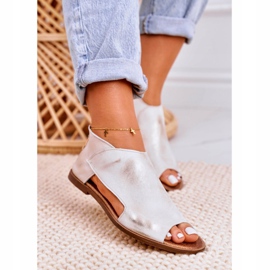 Nicole Női lapos bőr szandál fehér Natalie aranysárga 3