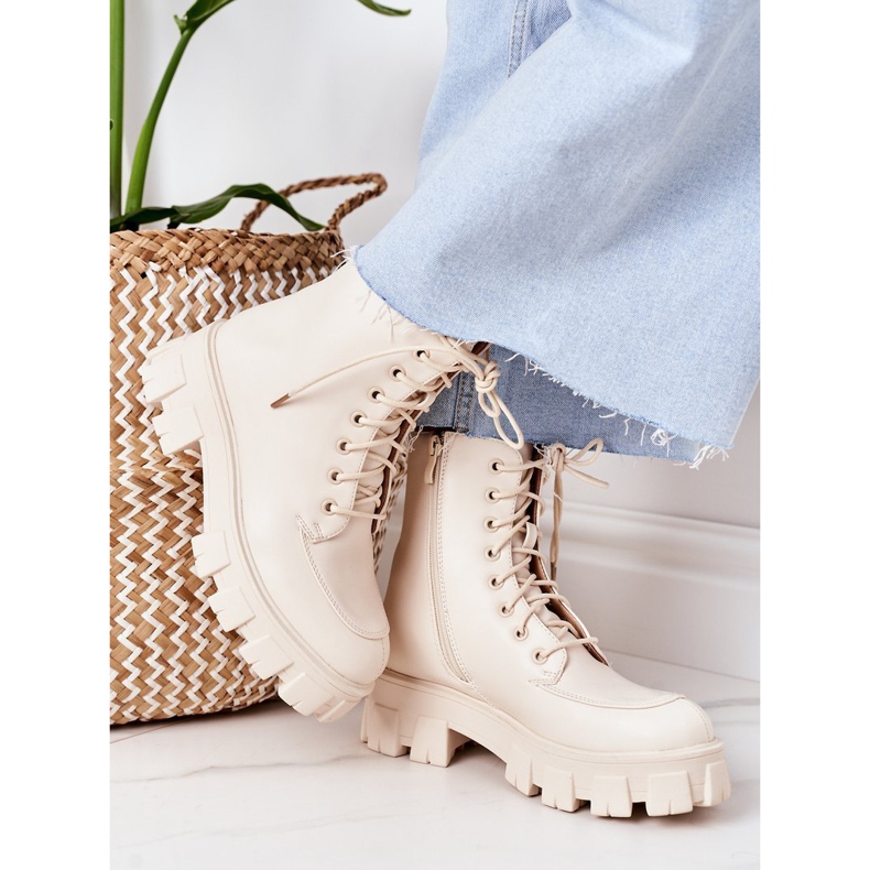 PS1 Meleg csizma Workery Beżowe A világ az enyém bézs 2