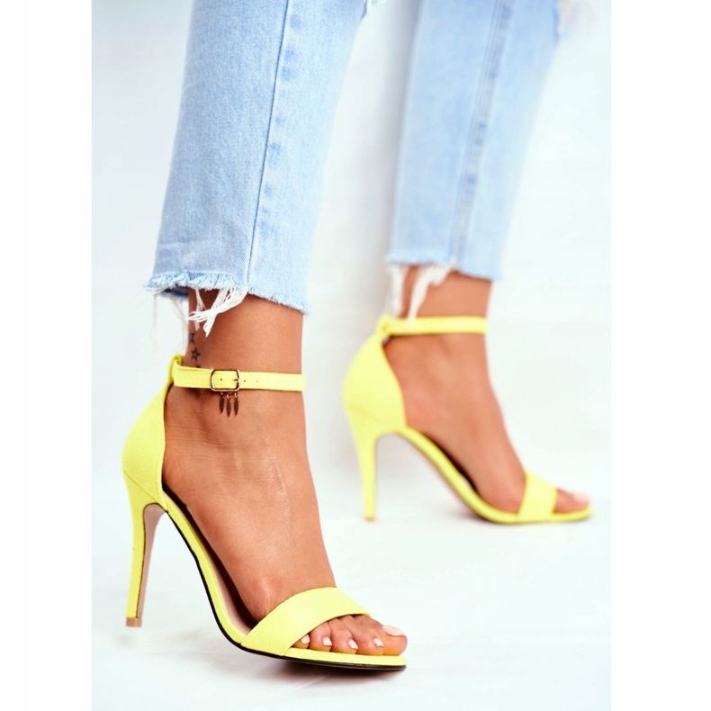 PS1 Női szandál magas sarkú öko-velúr sárga Liberty 3