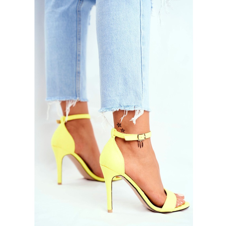 PS1 Női szandál magas sarkú öko-velúr sárga Liberty 4