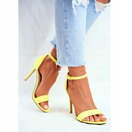 PS1 Női szandál magas sarkú öko-velúr sárga Liberty 5