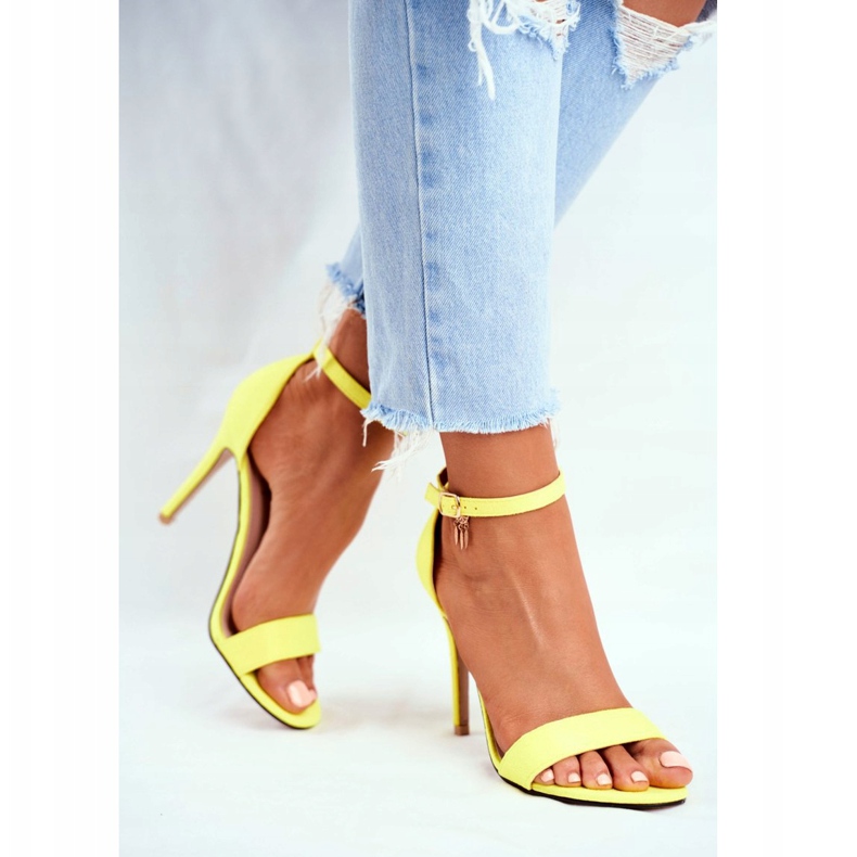 PS1 Női szandál magas sarkú öko-velúr sárga Liberty 5