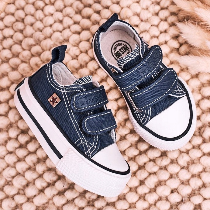 Big Star Gyermek alacsony cipők tépőzáras nagy csillaggal HH374097 Navy Blue kék 3