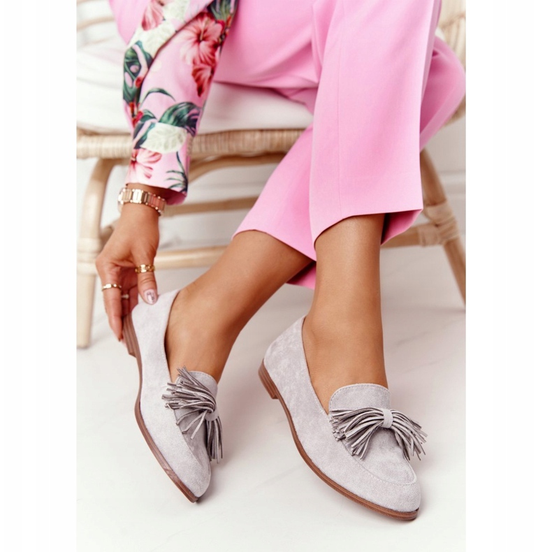 EVE Szürke Velúr Cipők Karimákkal Alicante 21PB35-3530 1