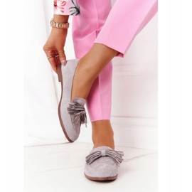 EVE Szürke Velúr Cipők Karimákkal Alicante 21PB35-3530 4