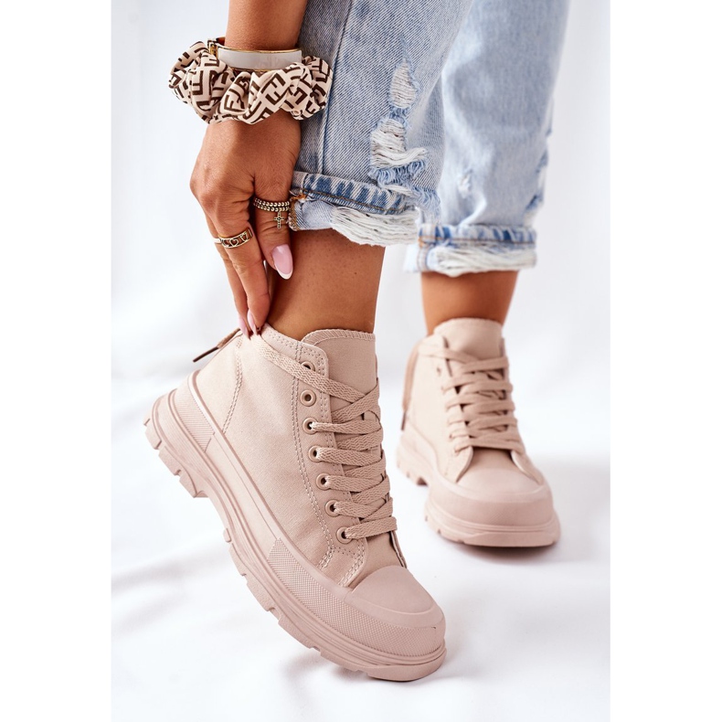 FJ1 Magas cipők Bézs Trissy Egy Nagy Talp 2