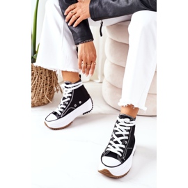 FJ1 Magas cipők az elektromos szerelem fekete platformon fehér 2