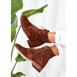 Alberto Violli Velúr csizma áttört mintával Barna Josie 1