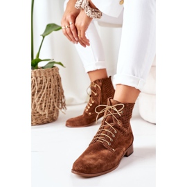 Alberto Violli Velúr csizma áttört mintával Barna Josie 2