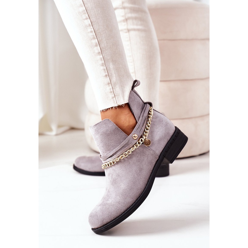 PS1 Velúr csizma lánccal Szürke Elvira 2