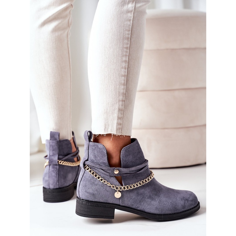 PS1 Velúr csizma lánccal Blue Elvira kék 1