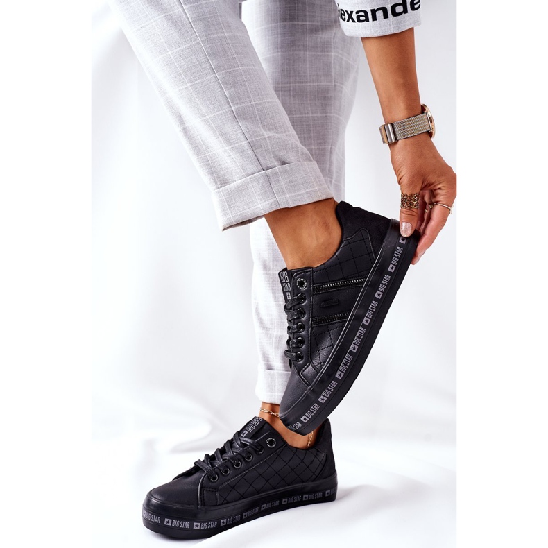 Bőr cipők a Big Star II274070 fekete platformon 1