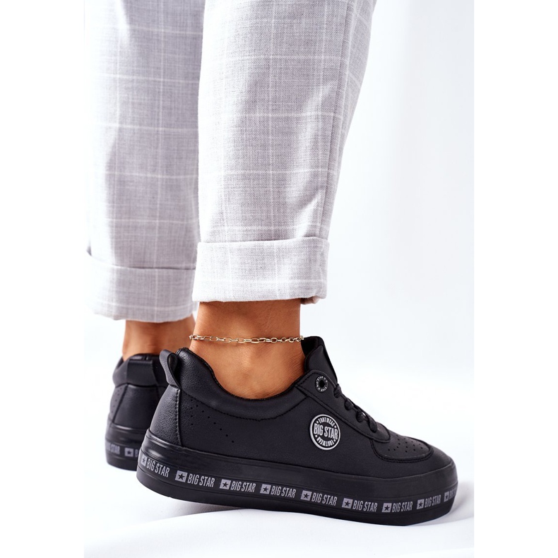 Bőr cipők a Big Star II274074 fekete platformon 2