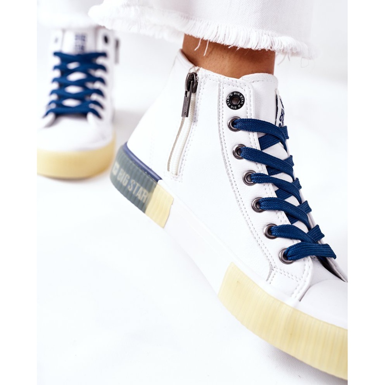 Bőr magas cipők Big Star II274137 Fehér sötétkék 1