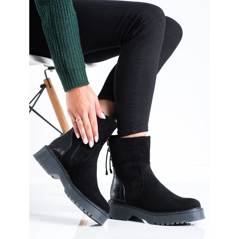 J. Star Velúr munkások kötéssel fekete 2