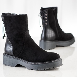 J. Star Velúr munkások kötéssel fekete 1