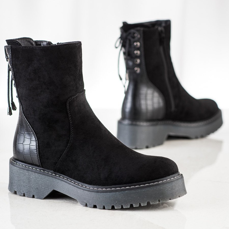 J. Star Velúr munkások kötéssel fekete 1