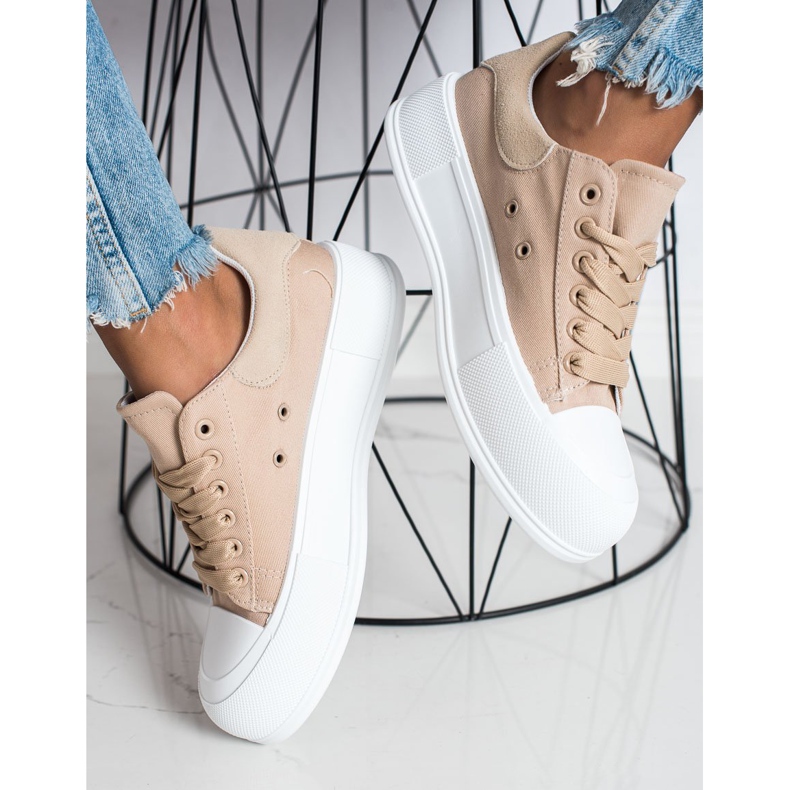 Goodin Klasszikus cipők a platformon bézs 1