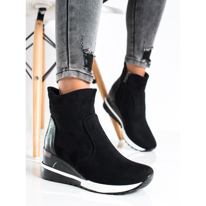 Magas csizma az ék VINCEZA fekete 1