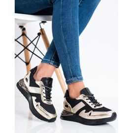 VINCEZA Glitter Cipők fekete aranysárga 2