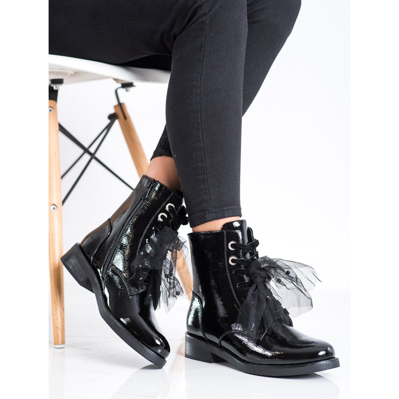 S. BARSKI Lakkozott ökobőrből készült csizma S.BARSKI fekete 2