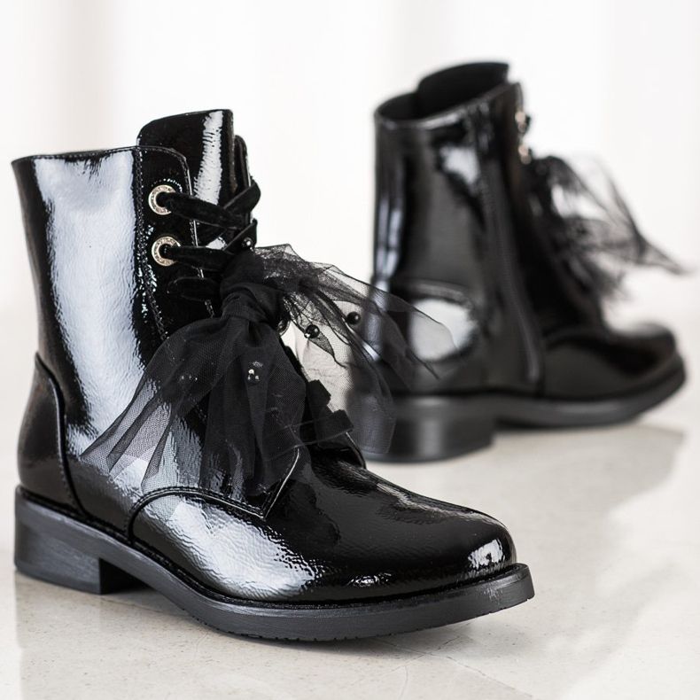 S. BARSKI Lakkozott ökobőrből készült csizma S.BARSKI fekete 1