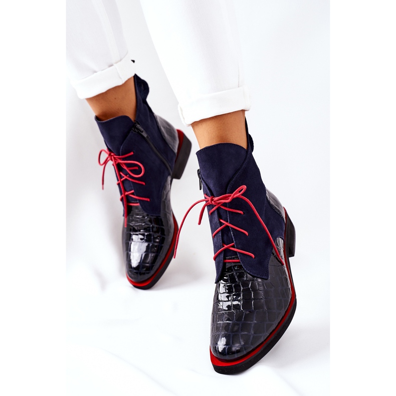 Alberto Violli Bőr csizma Alligator minta Navy Blue Bruselle piros sötétkék 2