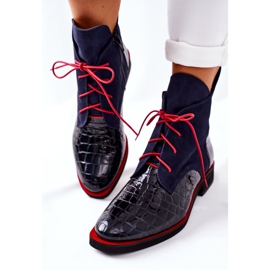 Alberto Violli Bőr csizma Alligator minta Navy Blue Bruselle piros sötétkék 1