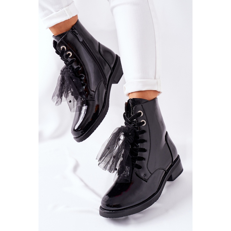 S.Barski Klasszikus női fekete meleg lakkozott csizma La Grotta 2