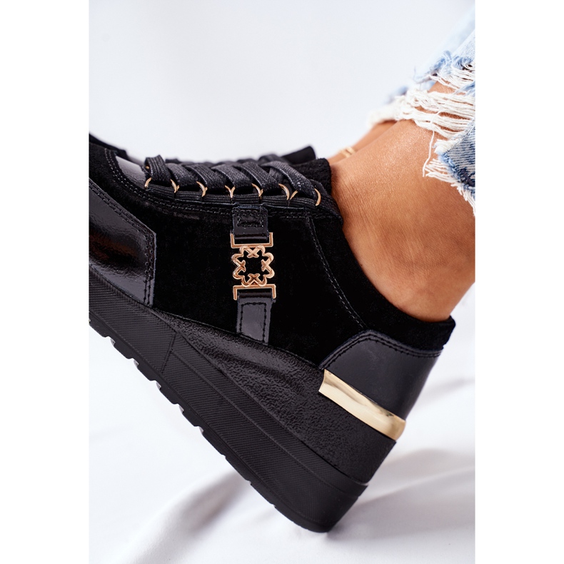 S.Barski Női bőr ék cipők Fekete Montessori 1