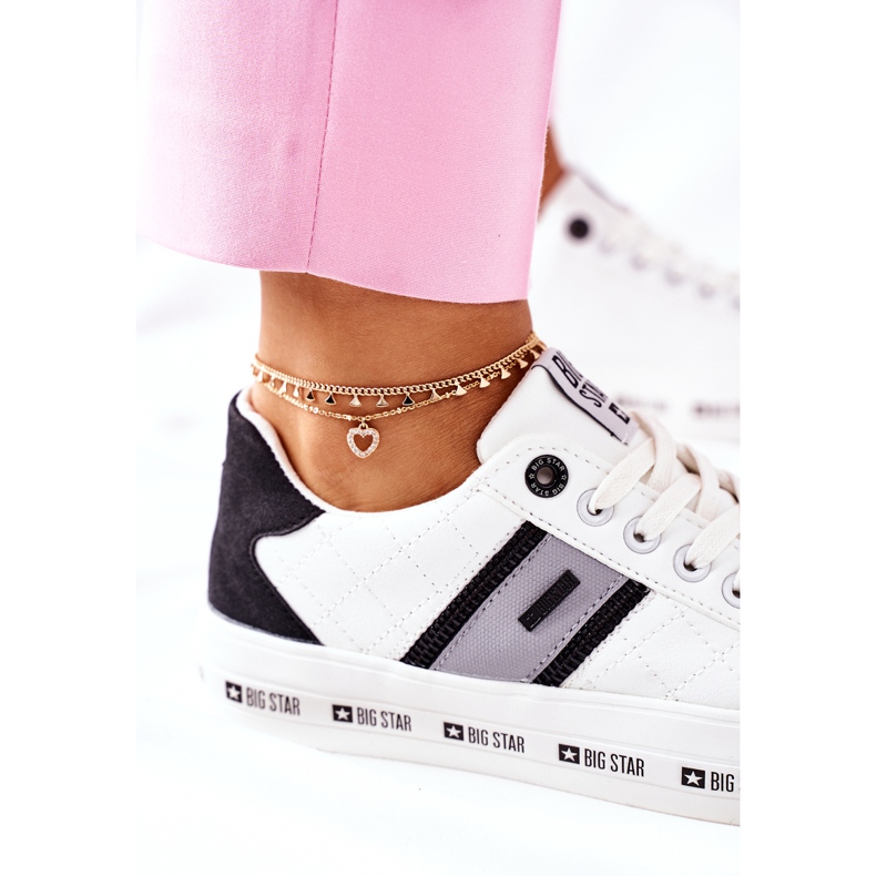 Bőr cipők a Big Star II274071 fehér platformon 1