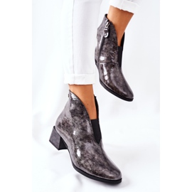 Bőr meleg csizma magas sarkú Maciejka 04777-13 Szürke sokszínű 2