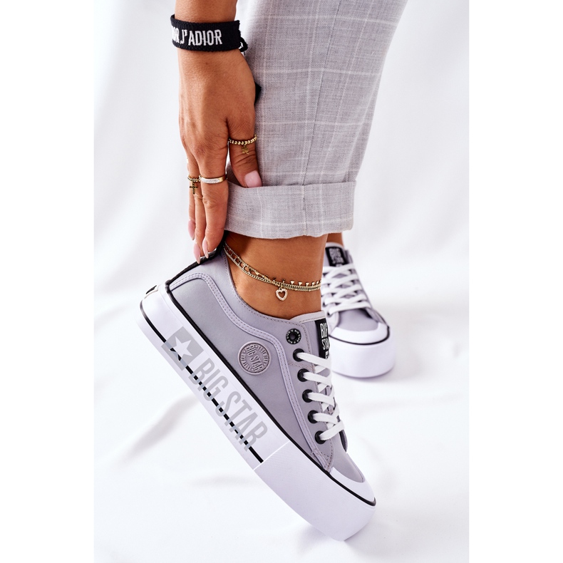 Cipők a Big Star II274023 szürke platformon 2