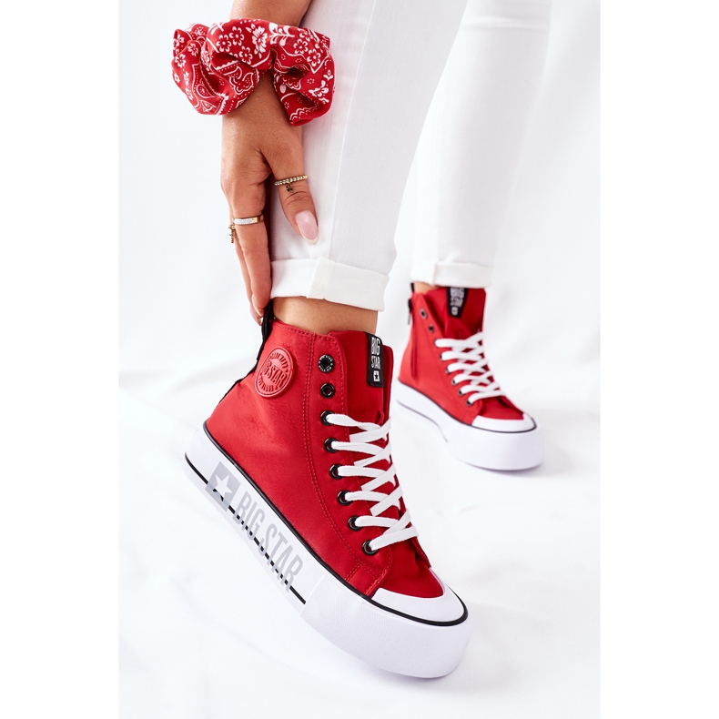 Magas cipők a Big Star II274018 piros platformon 2