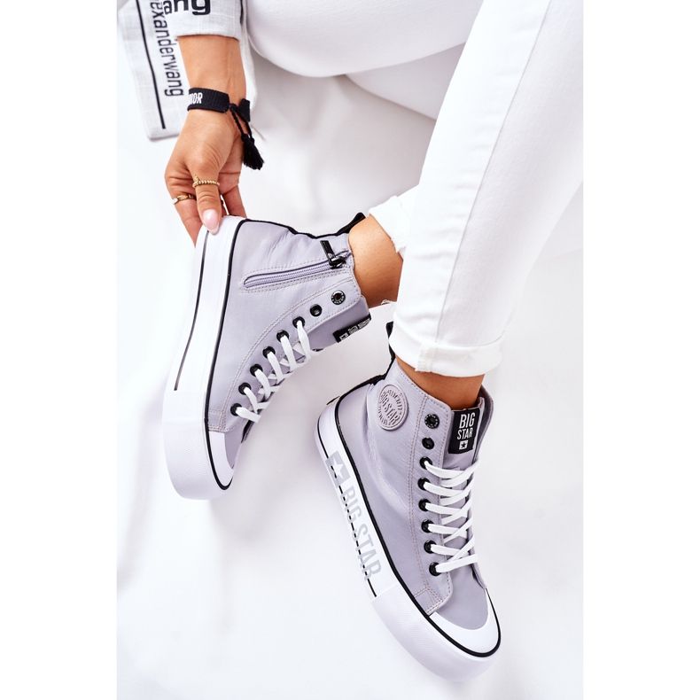 Magas cipők a Big Star II274016 szürke platformon 1 Magas cipők a Big Star II274016 szürke platformon 1