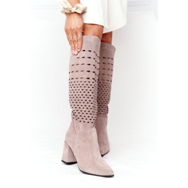 Lewski Shoes Áttört csizma Lewski Cipő 2847 / B Beżowe bézs 2