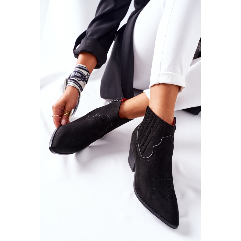 Női cowboycsizma Suede Black Beamhurst fekete 1