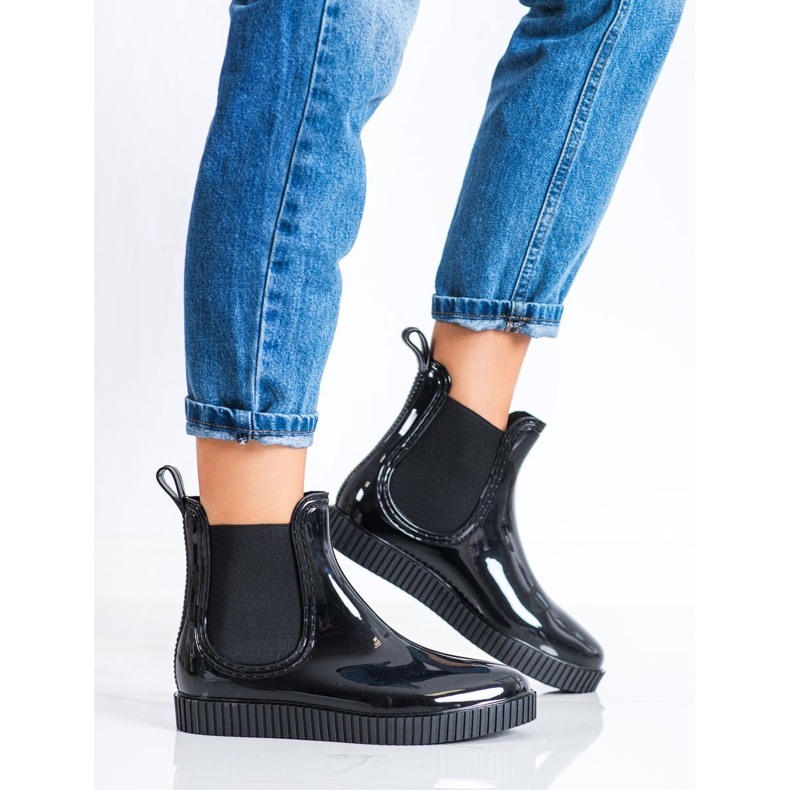 SHELOVET Lakkozott galoszok a platformon fekete 2