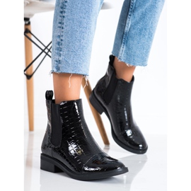 Goodin Lakkozott Jodhpur csizma Snake Print fekete 2