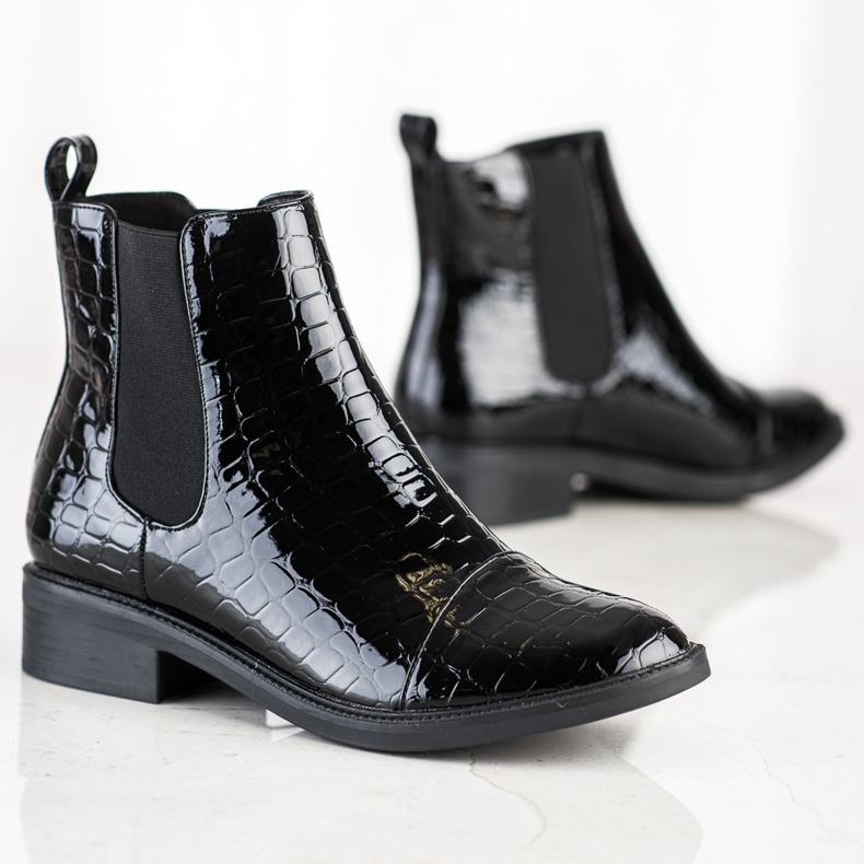 Goodin Lakkozott Jodhpur csizma Snake Print fekete 1